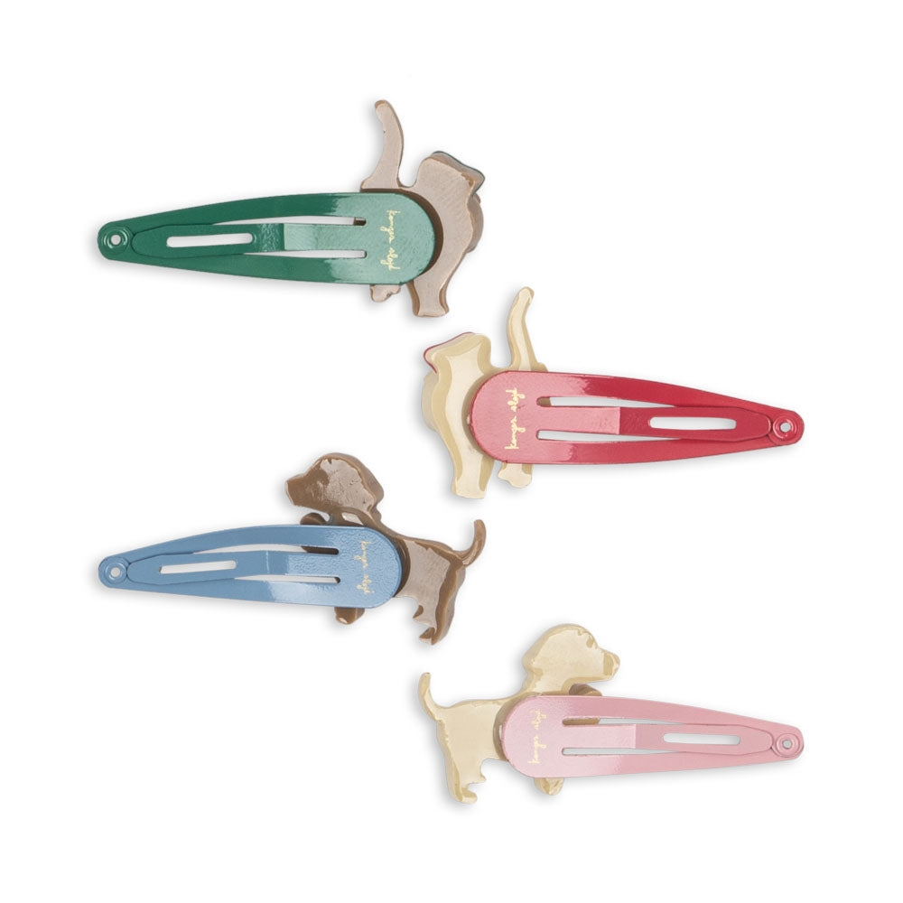 Konges Slojd Spinki dla dziewczynki Cats & Dogs 4szt