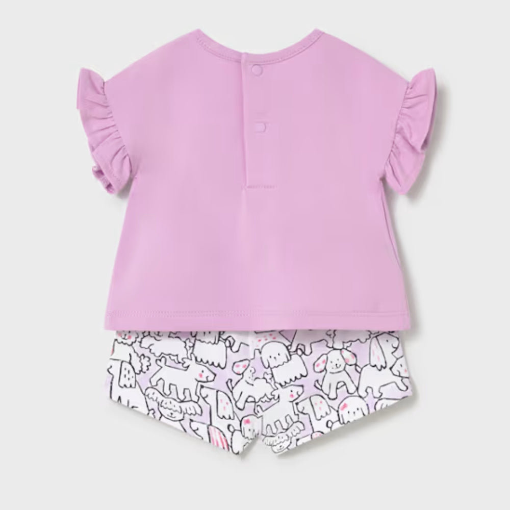 Mayoral Komplet dla dziewczynki 2-częściowy z koszulką i szortami Lilac
