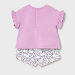 Mayoral Komplet dla dziewczynki 2-częściowy z koszulką i szortami Lilac