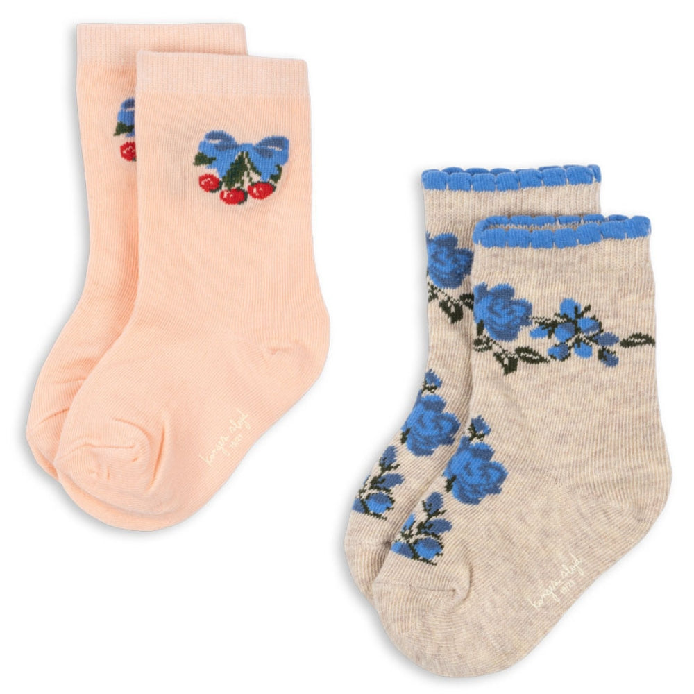 Konges Slojd Skarpetki dla dziewczynki Jacquard Amarena/Tramonto 2-pak