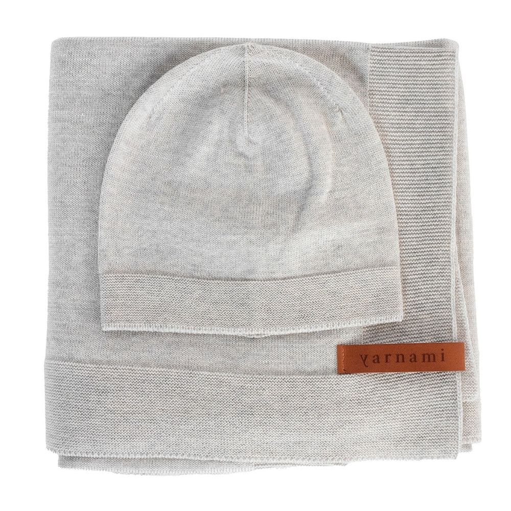 Yarnami by Poofi Zestaw merino Cozy dla niemowlaka beżowo-szary