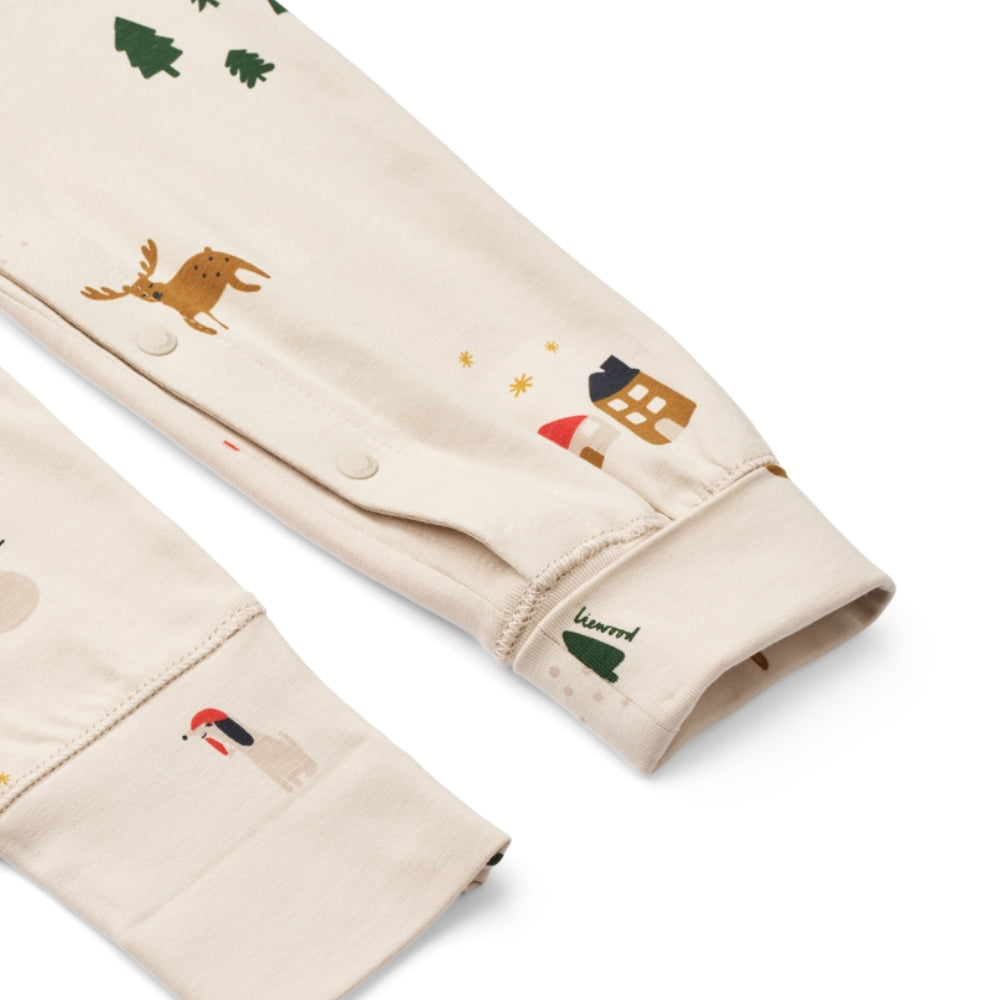 Liewood Piżama dla dziecka jednoczęściowa Birk Grow Printed Holiday / Sandy