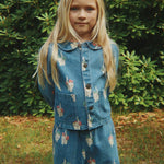 Konges Slojd Kurtka dżinsowa dla dziewczynki z kołnierzykiem Magot Bow Kitty