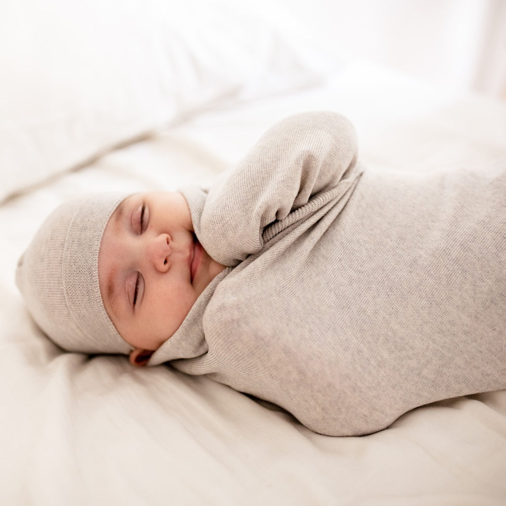 Yarnami by Poofi Zestaw merino Cozy dla niemowlaka beżowo-szary