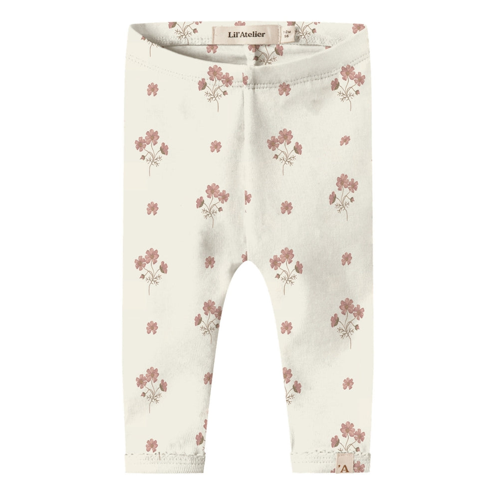 Lil’ Atelier Legginsy niemowlęce Coconut Milk Flower Pink NBFLAYO
