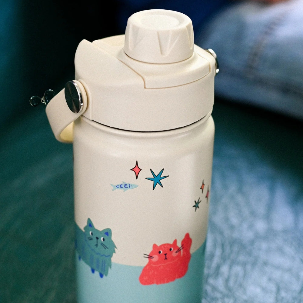 The Cotton Cloud Bidon dziecięcy ze stali nierdzewnej Meowtiful Cats 420ml