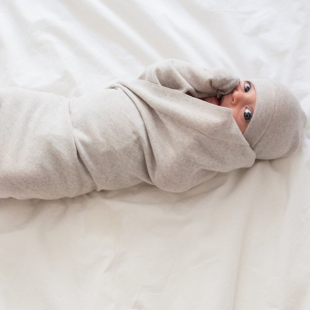 Yarnami by Poofi Zestaw merino Cozy dla niemowlaka beżowo-szary