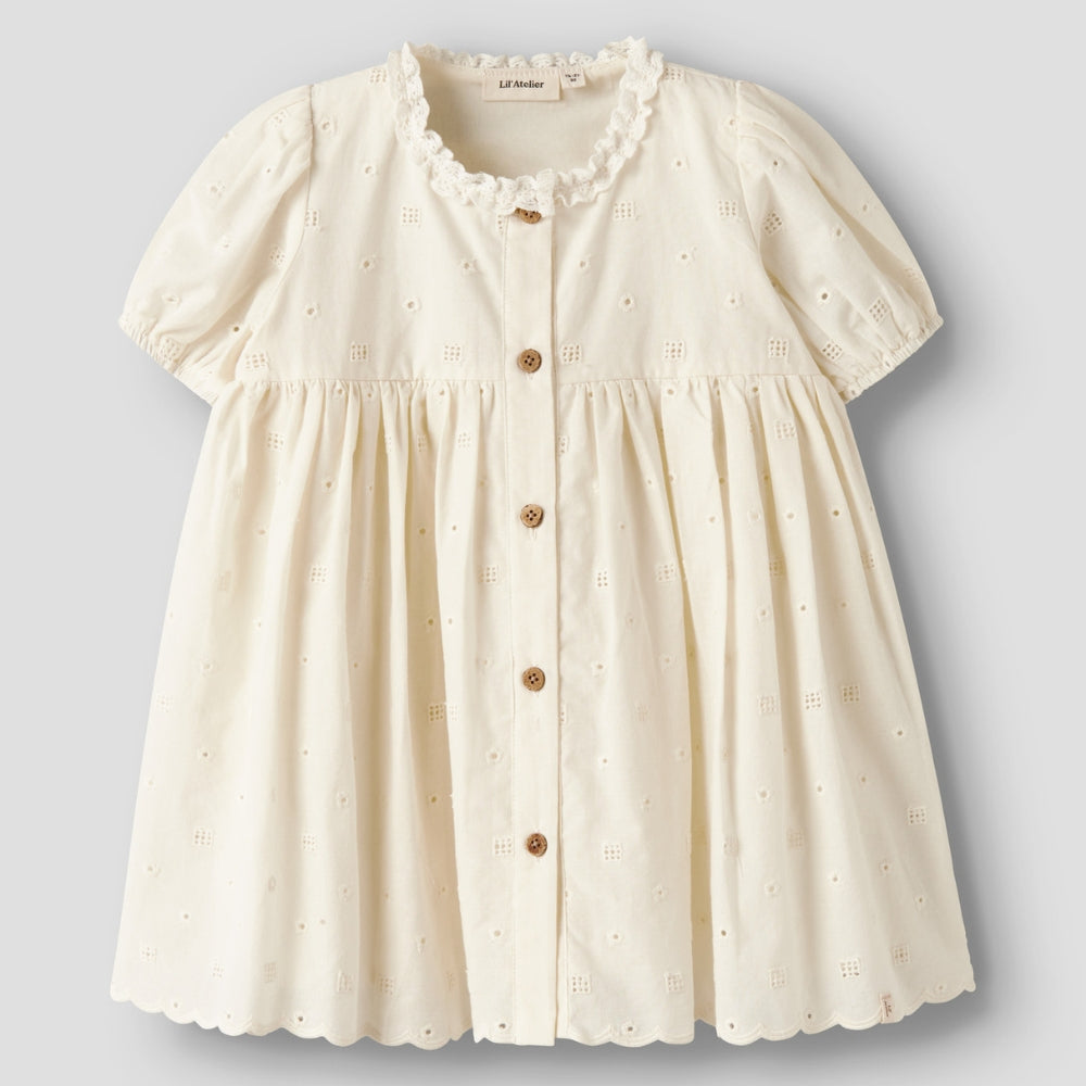 Lil’ Atelier Sukienka dla dziewczynki Coconut Milk NMFFLORES