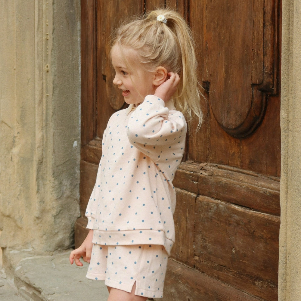 Konges Slojd Bluza dla dziewczynki z kołnierzykiem Spotty Rosewater Dot