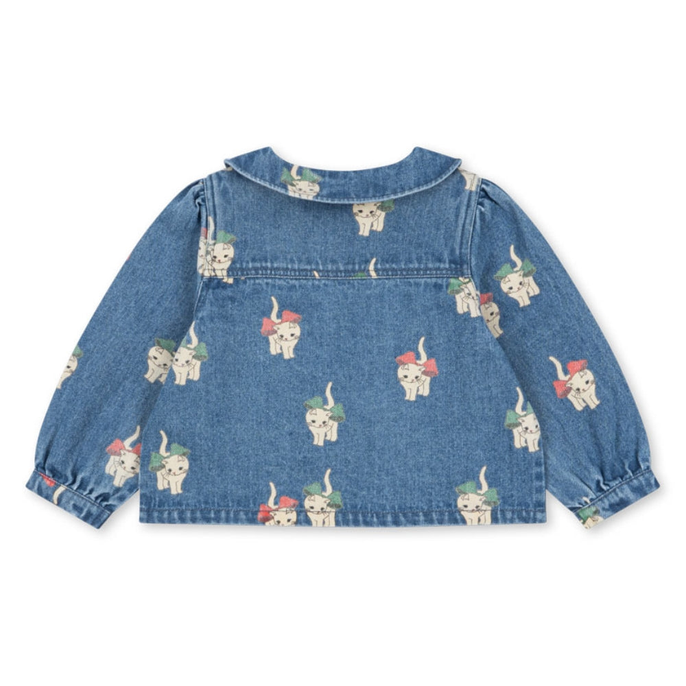 Konges Slojd Kurtka dżinsowa dla dziewczynki z kołnierzykiem Magot Bow Kitty