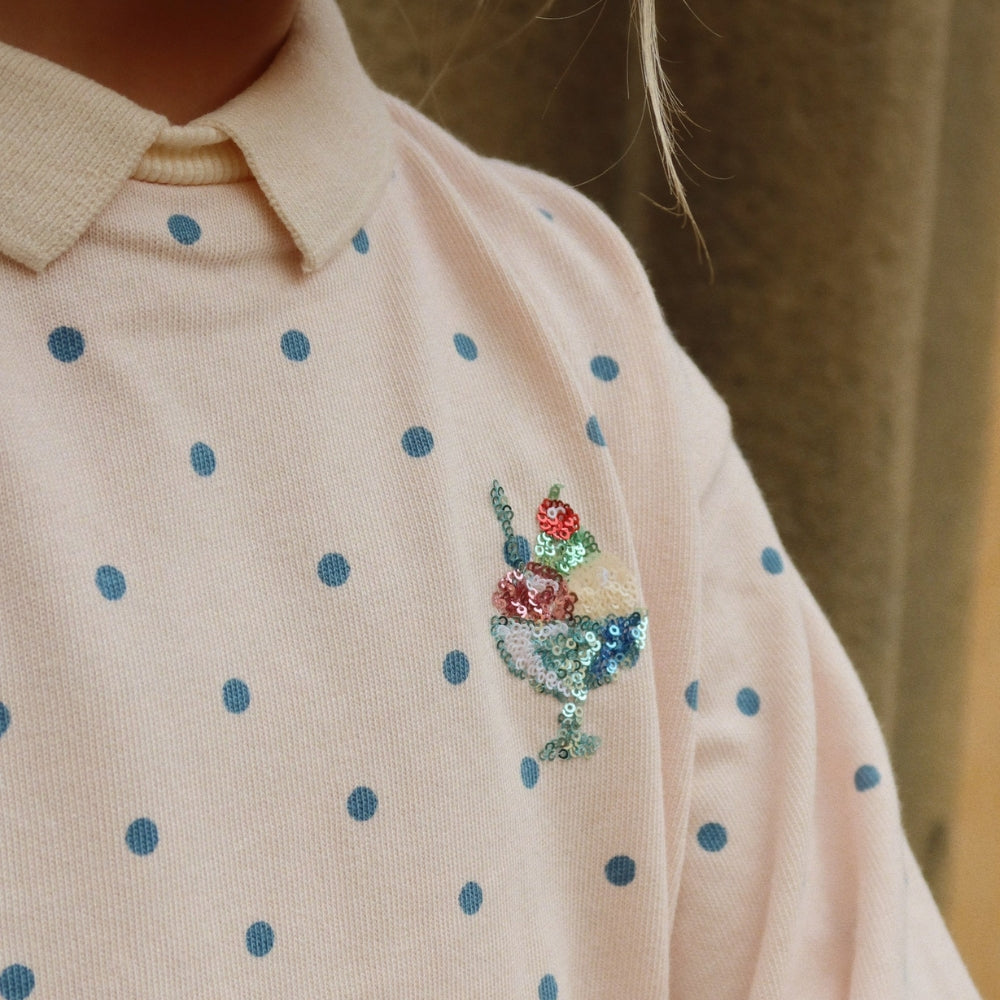 Konges Slojd Bluza dla dziewczynki z kołnierzykiem Spotty Rosewater Dot