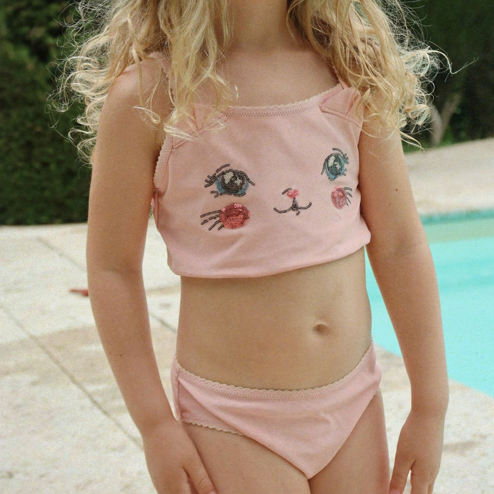 Konges Slojd Strój kąpielowy dla dziewczynki dwuczęściowy Kitty Powder Pink