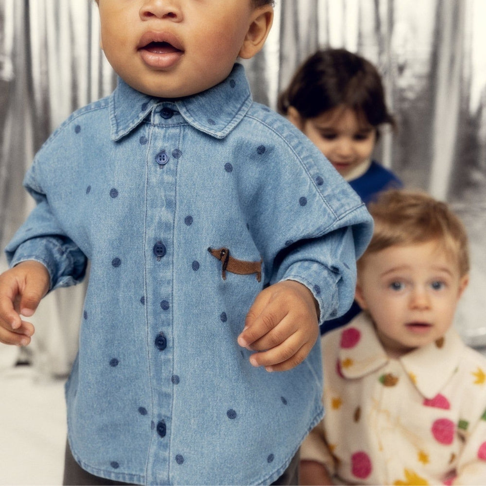 Mini Rodini Koszula dziecięca dżinsowa Denim Blue