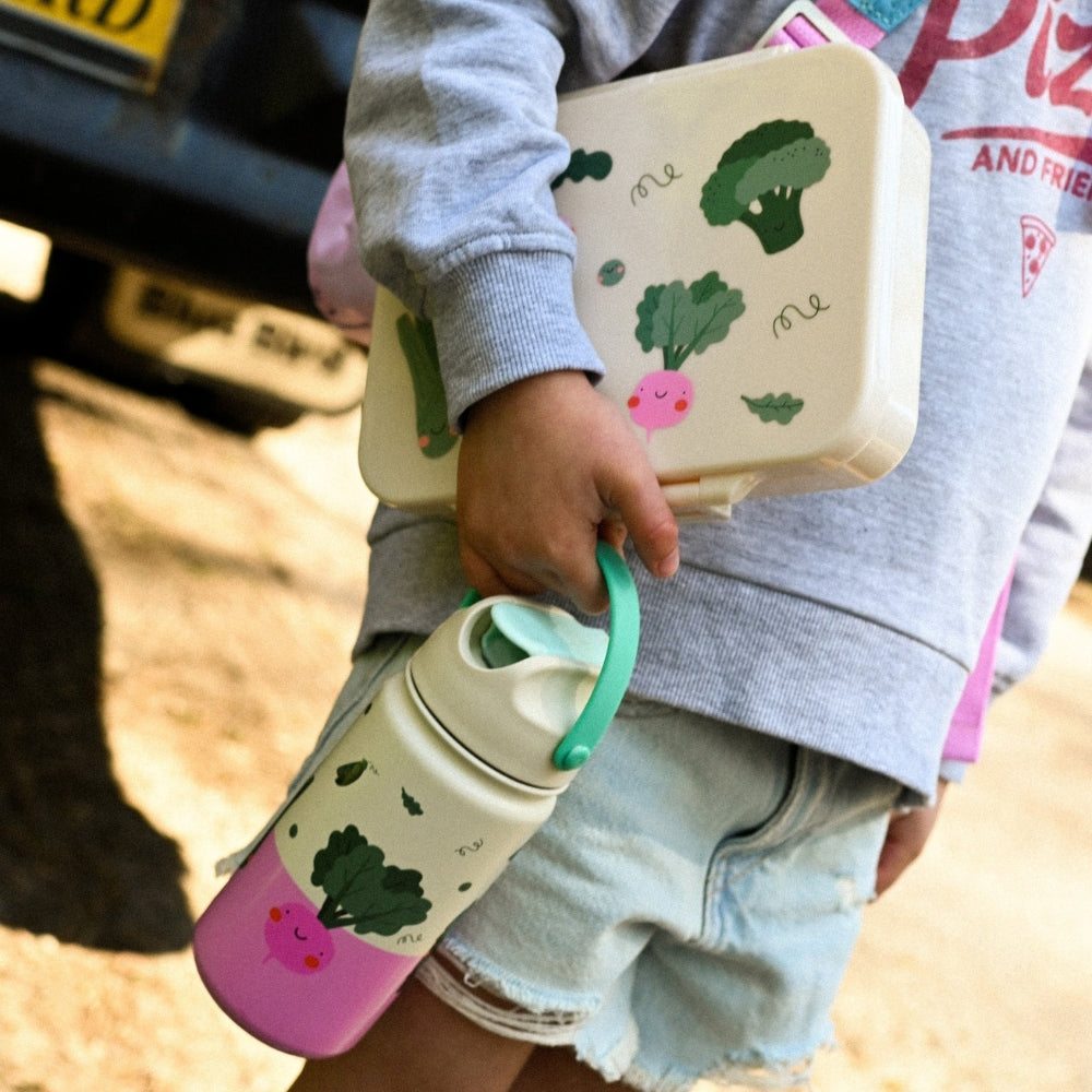 The Cotton Cloud Bidon dziecięcy ze stali nierdzewnej Veggie Pals 420ml