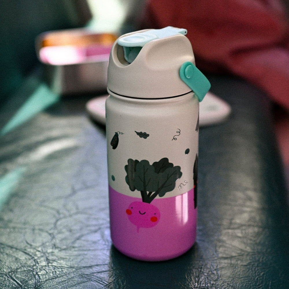 The Cotton Cloud Bidon dziecięcy ze stali nierdzewnej Veggie Pals 420ml