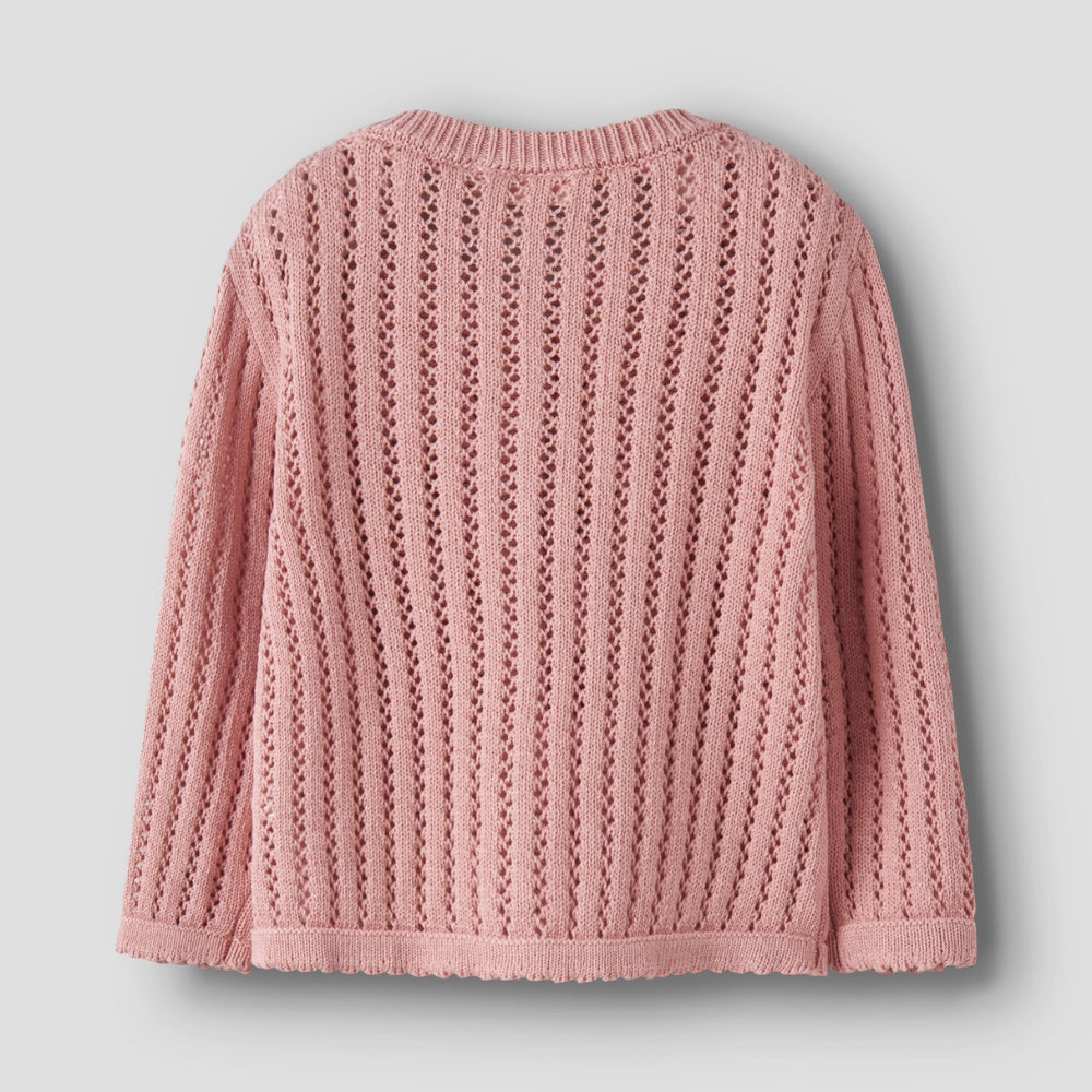 Lil’ Atelier Sweterek dziergany dla dziewczynki Misty Rose NMFFABIOLA