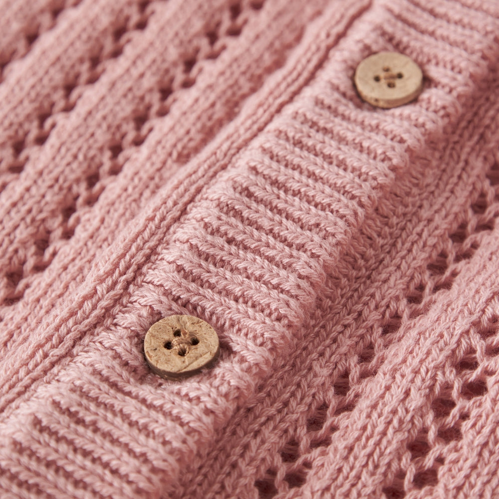 Lil’ Atelier Sweterek dziergany dla dziewczynki Misty Rose NMFFABIOLA