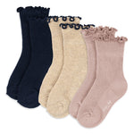 Konges Slojd Skarpetki dla dziewczynki Frill Navy/Cream/Blush 3 pak