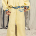 Mini Rodini Spodnie dla dziewczynki dzwony To the moon Yellow