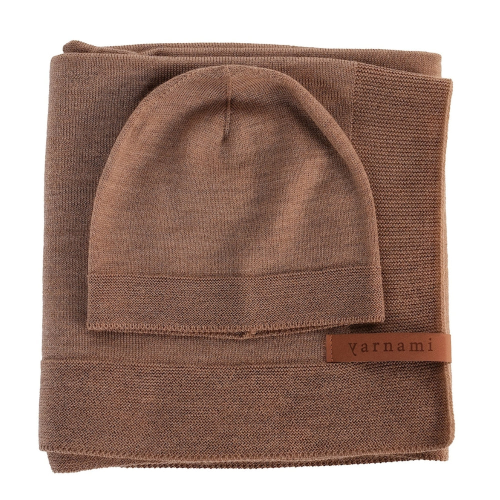Yarnami by Poofi Zestaw merino Cozy dla niemowlaka cynamonowy