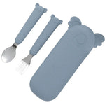 The Cotton Cloud Sztućce dziecięce w etui Zoe the Koala w kolorze Storm Grey
