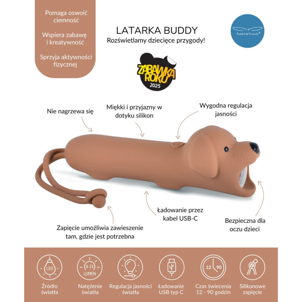 Rabbit & Friends Latarka dla dzieci Pies BUDDY