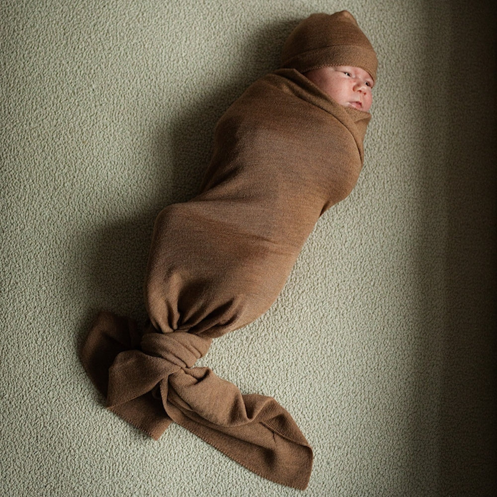 Yarnami by Poofi Zestaw merino Cozy dla niemowlaka cynamonowy