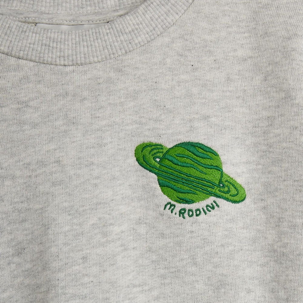 Mini Rodini Bluza dziecięca z haftem Planet Grey Melange