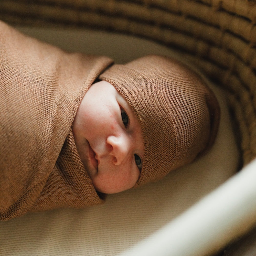 Yarnami by Poofi Zestaw merino Cozy dla niemowlaka cynamonowy