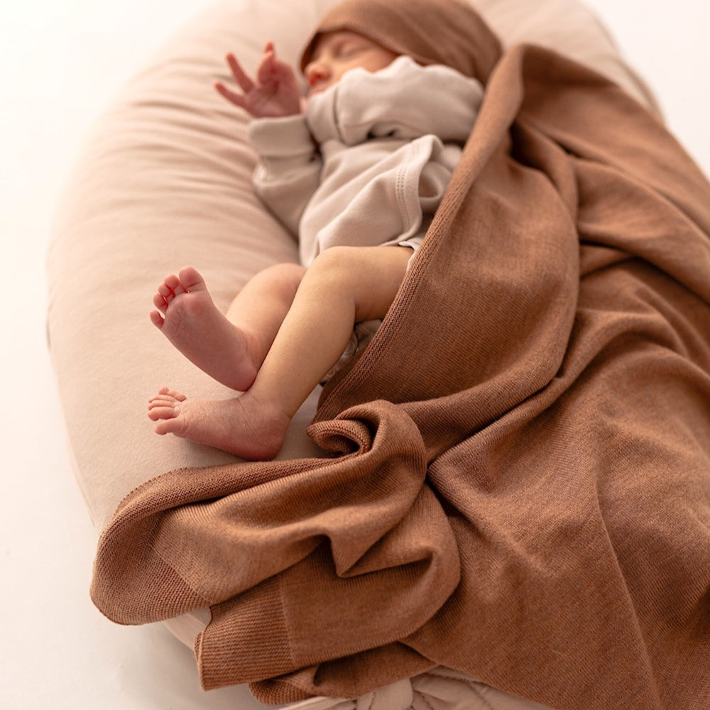 Yarnami by Poofi Zestaw merino Cozy dla niemowlaka cynamonowy