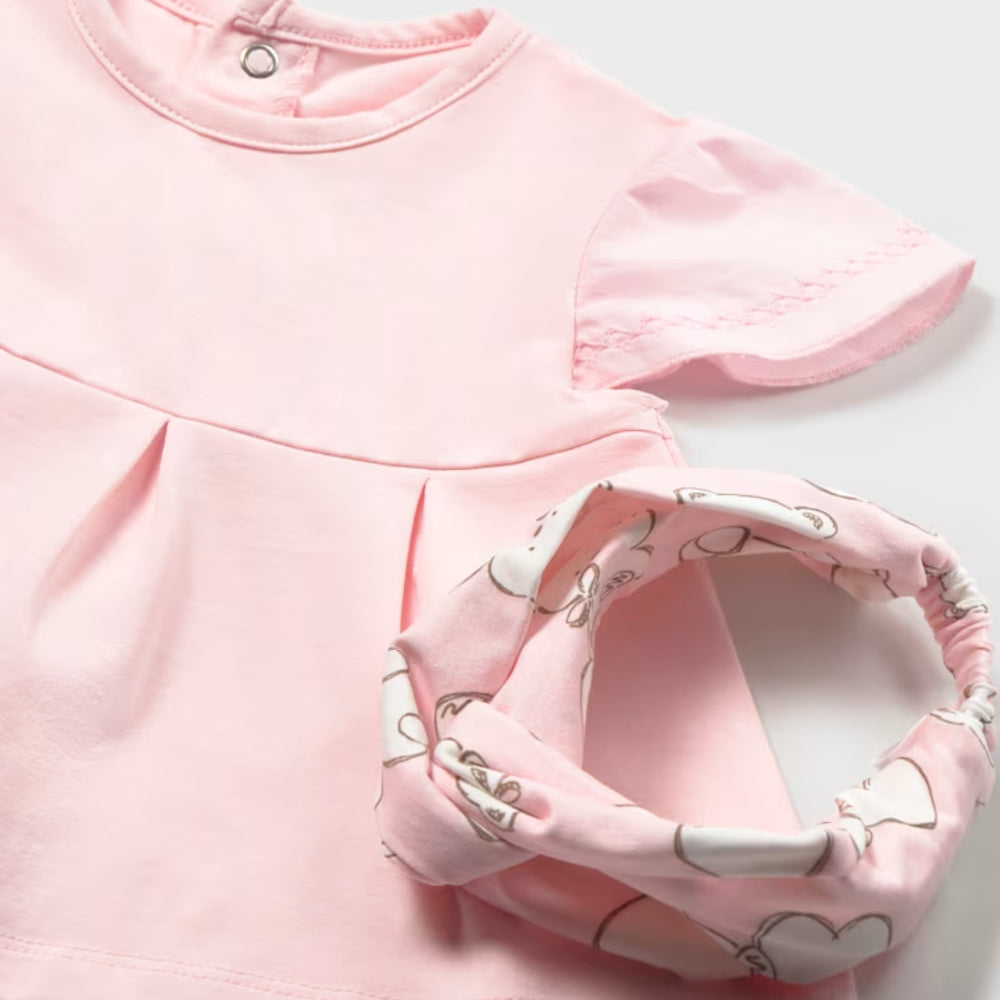 Mayoral Komplet dla dziewczynki 3-częściowy z bluzką, legginsami i opaseczką Baby Pink