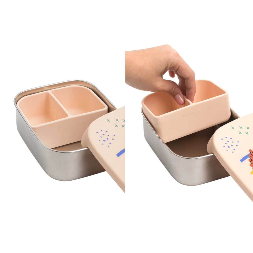 The Cotton Cloud Lunchbox dziecięcy ze stali nierdzewnej z wyjmowanymi przegrodami Teckel