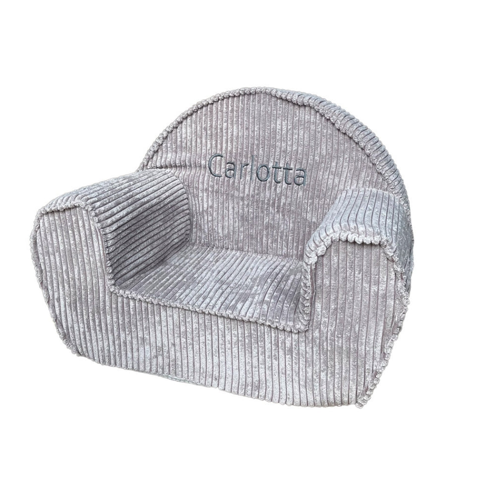 Muzpony Sztruksowy fotel dla dziecka Blueberry Grey - Personalizacja