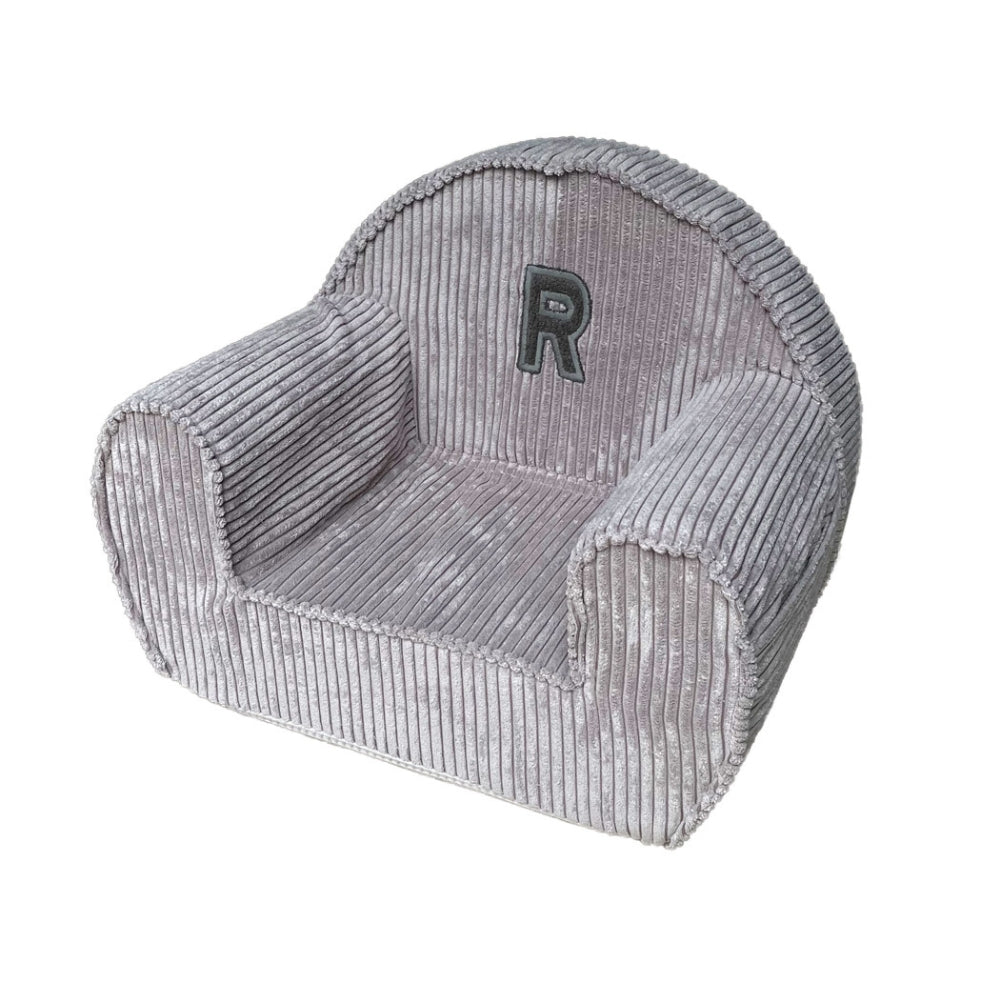 Muzpony Sztruksowy fotel dla dziecka Magenta Grey - Personalizacja