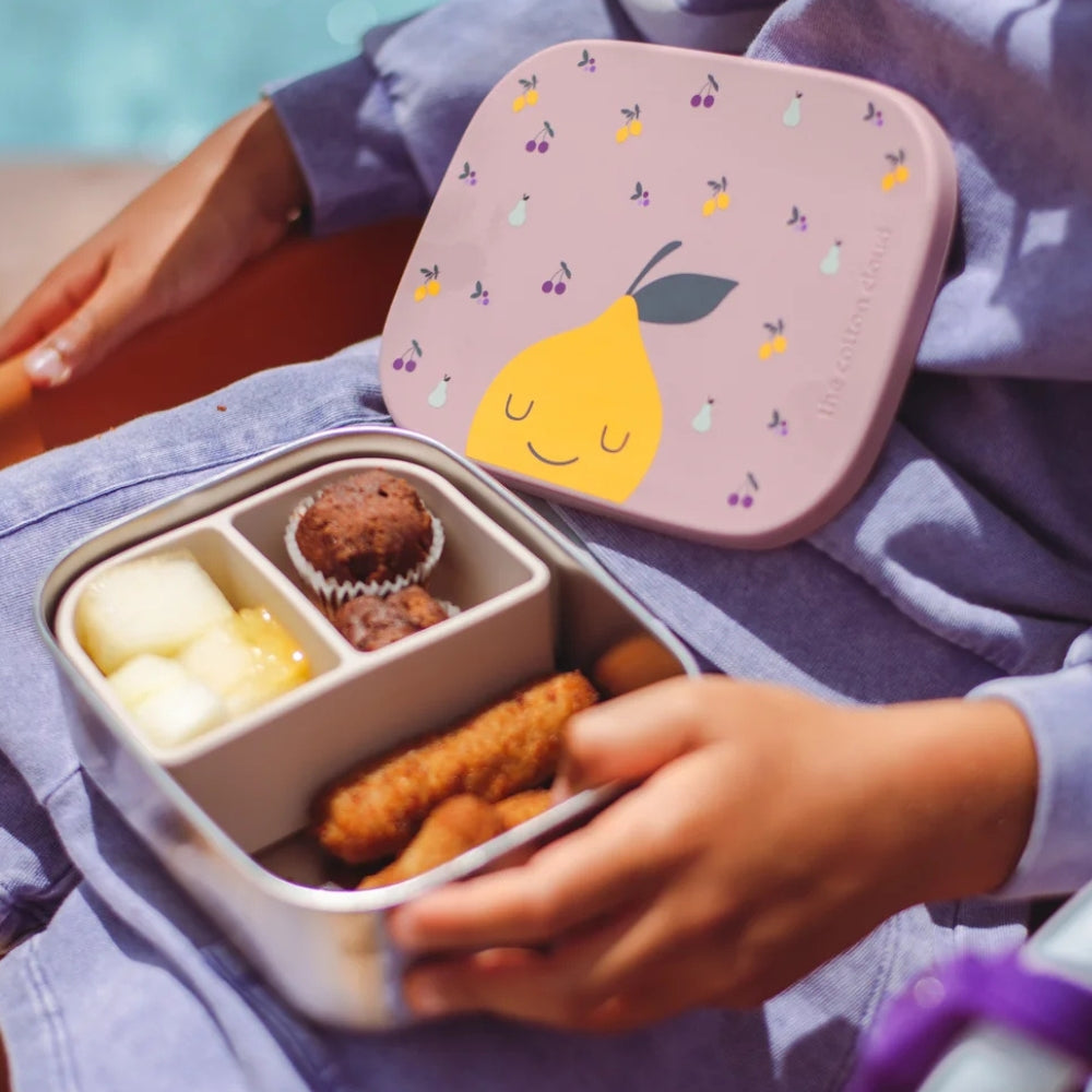 The Cotton Cloud Lunchbox dziecięcy ze stali nierdzewnej z wyjmowanymi przegrodami Fruity