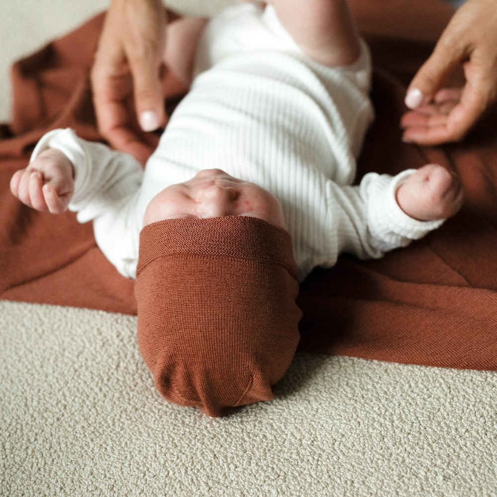 Yarnami by Poofi Zestaw merino Cozy dla niemowlaka terrakota