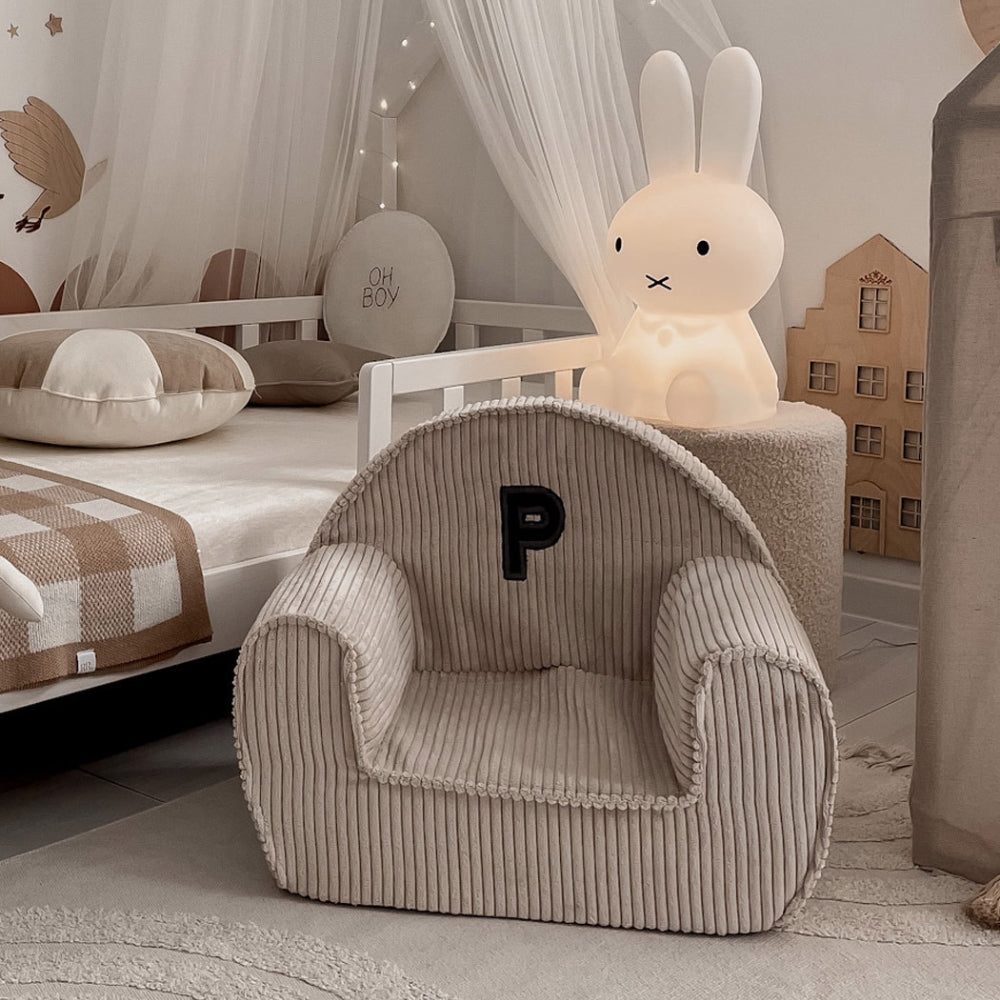 Muzpony Sztruksowy fotel dla dziecka Off white - Personalizacja