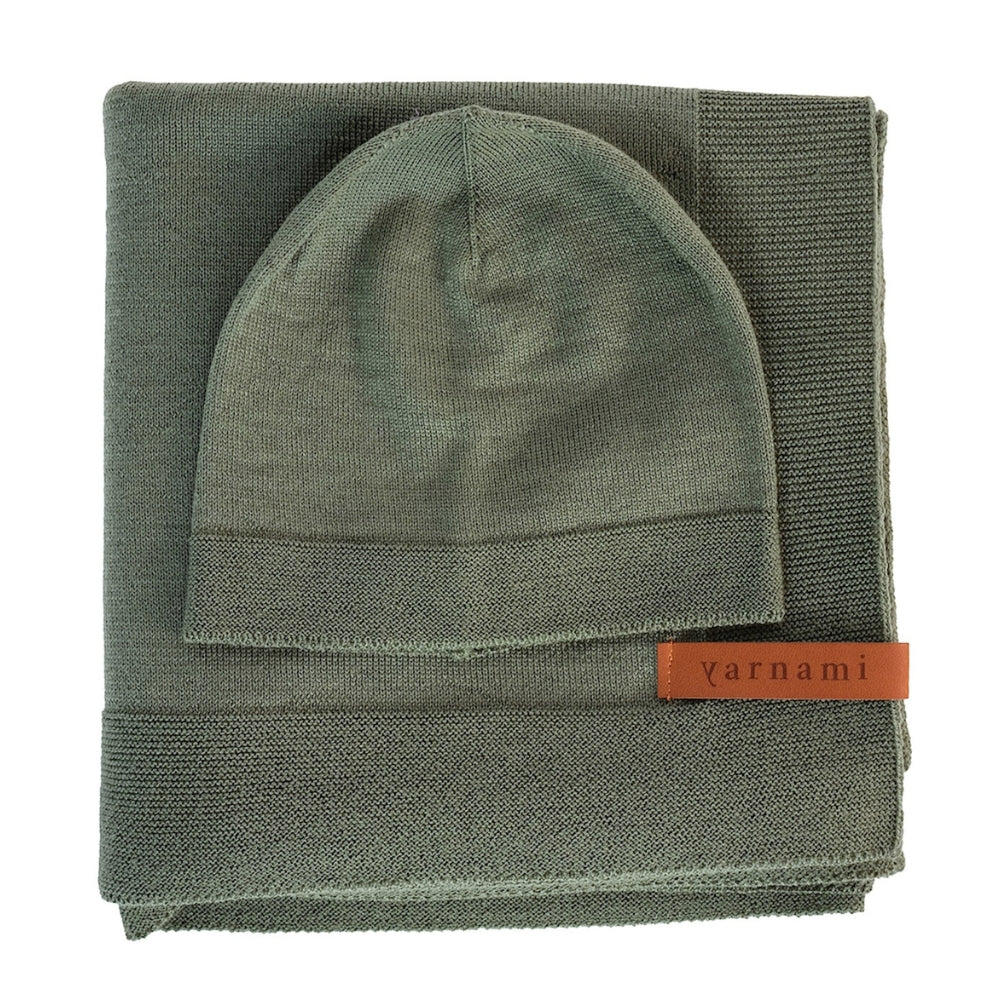 Yarnami by Poofi Zestaw merino Cozy dla niemowlaka oliwkowy