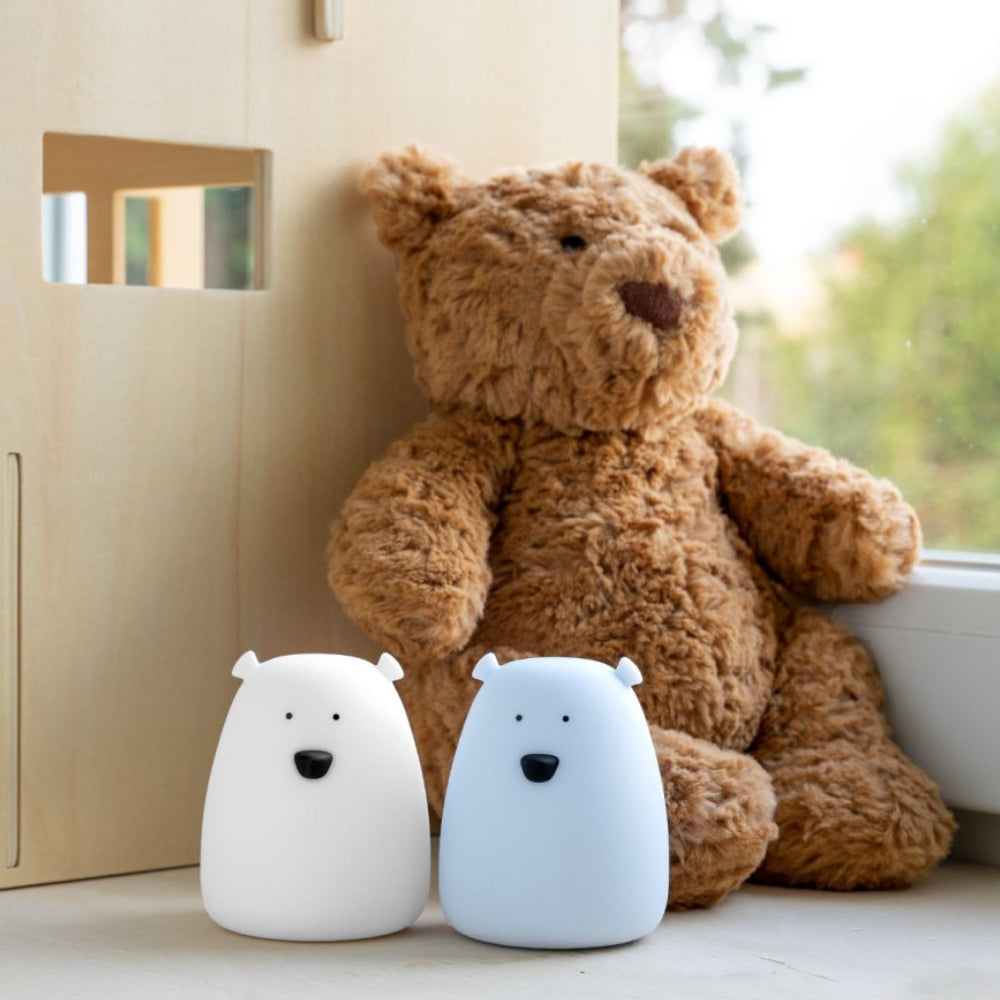 Rabbit & Friends Zestaw 2 lampek nocnych dla dzieci Mini Misie Biały i Arktyczny Błękit