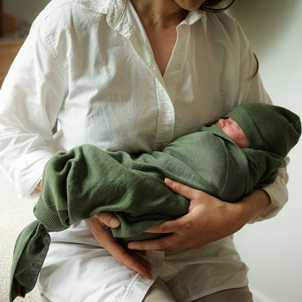 Yarnami by Poofi Zestaw merino Cozy dla niemowlaka oliwkowy