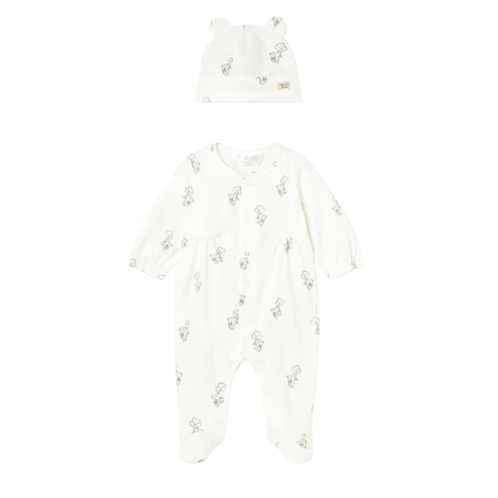 Mayoral Piżamka dla dziewczynki z czapeczką Ecru