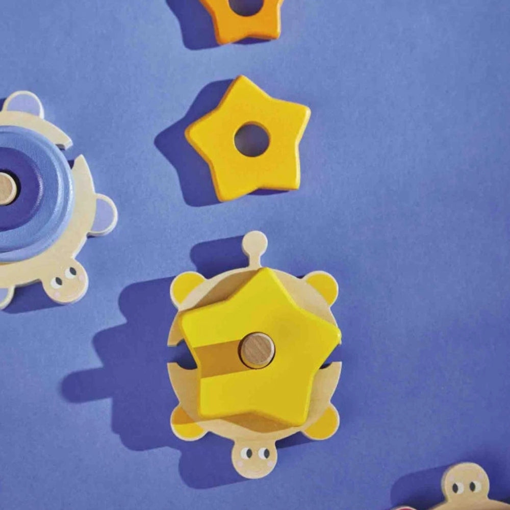 Janod Drewniane piramidki dla dzieci Źółwie Zigolos