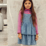 Mini Rodini Sukienka dżinsowa dla dziewczynki Dotted Blue