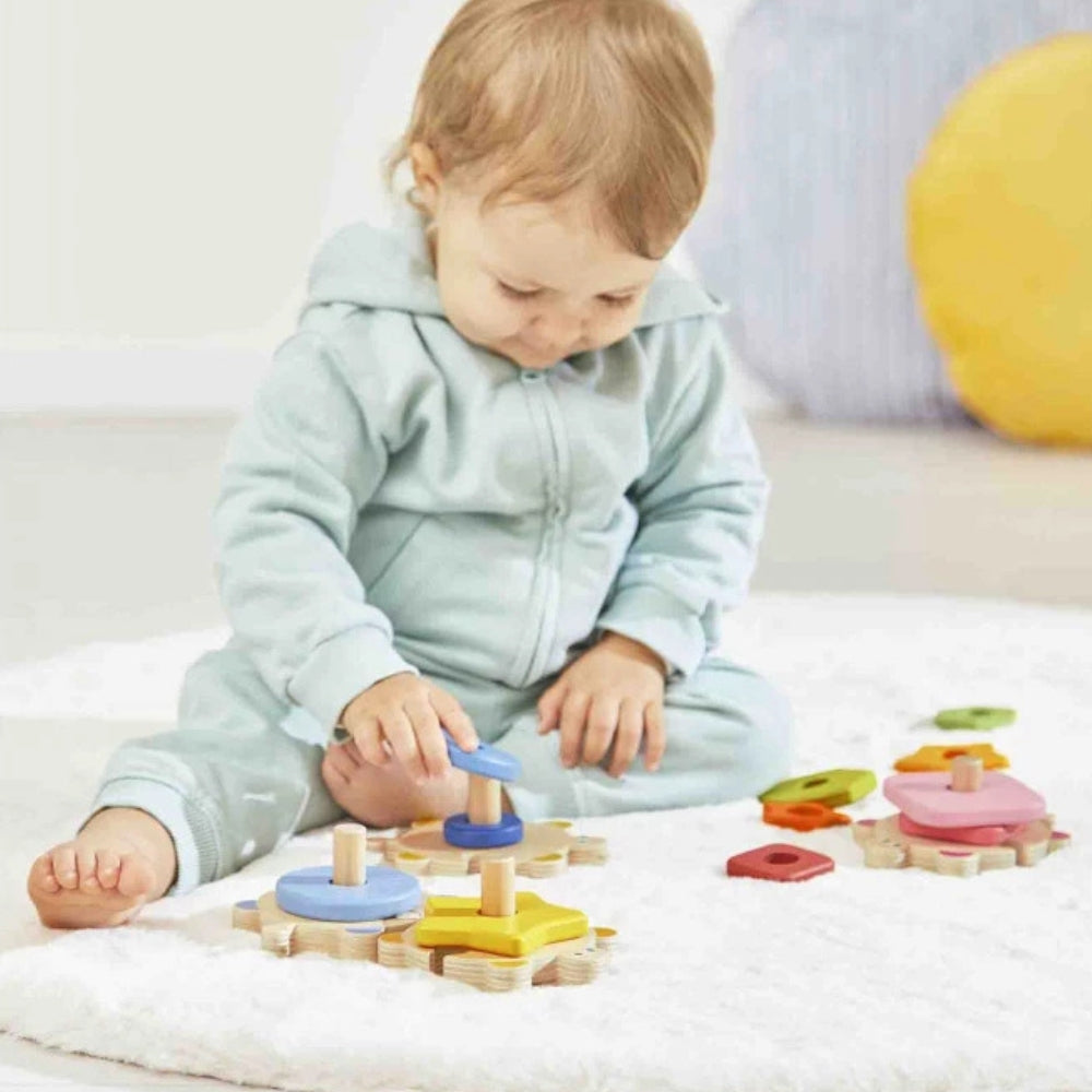 Janod Drewniane piramidki dla dzieci Źółwie Zigolos