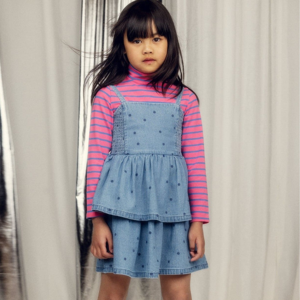 Mini Rodini Sukienka dżinsowa dla dziewczynki Dotted Blue