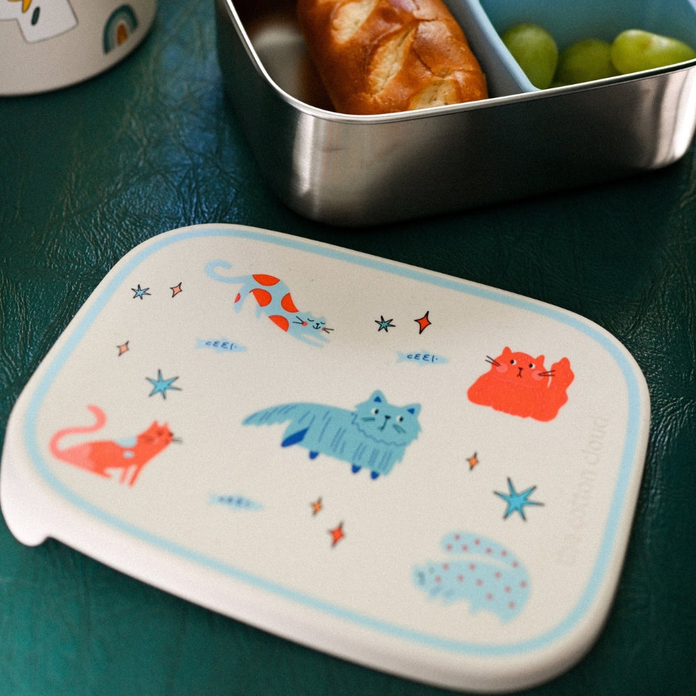 The Cotton Cloud Lunchbox dziecięcy ze stali nierdzewnej z wyjmowanymi przegrodami Meowtiful Cats