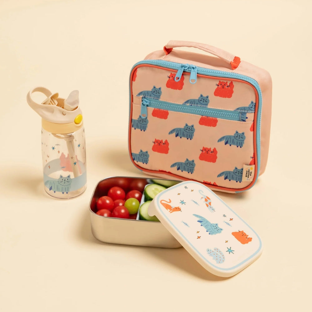 The Cotton Cloud Lunchbox dziecięcy ze stali nierdzewnej z wyjmowanymi przegrodami Meowtiful Cats