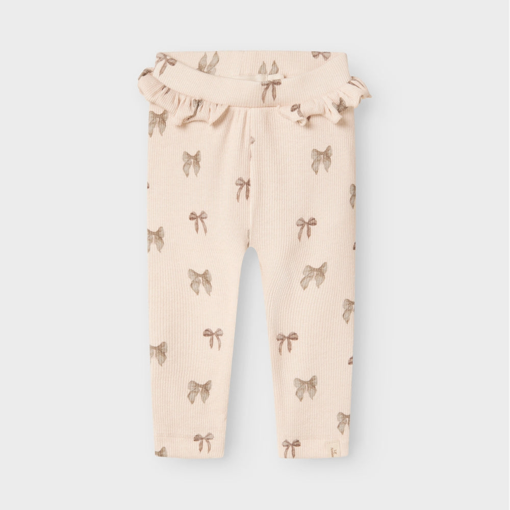 Lil’ Atelier Legginsy niemowlęce Slim Silver Peony Bow NBFGAVO
