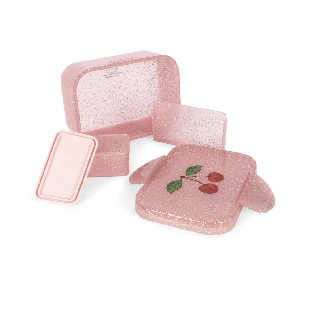 Konges Slojd Lunchbox brokatowy Cherry glitter