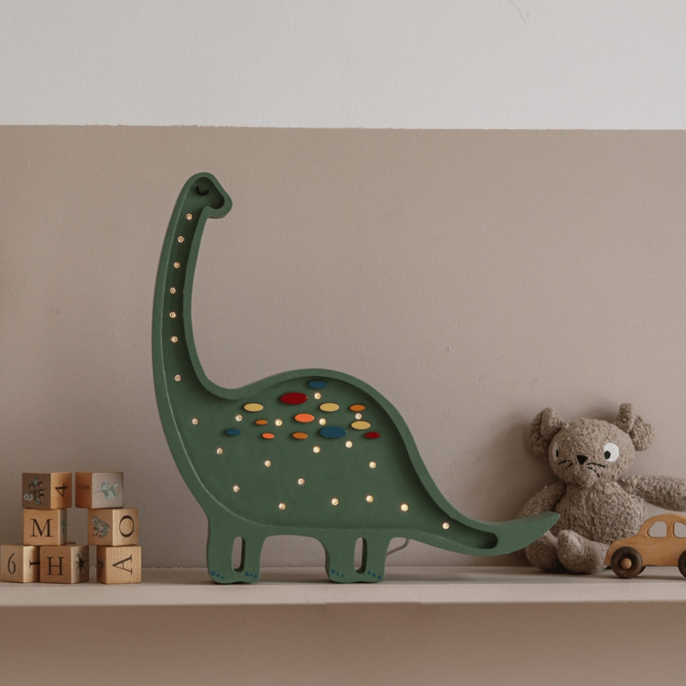 Little Lights Lampa nocna Dino Diplodok Confetti Green